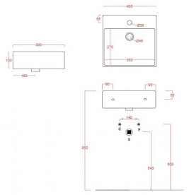 Раковина для ванної ArtCeram Quadro 40х38 см білий глянсовий QUL005 01; 00