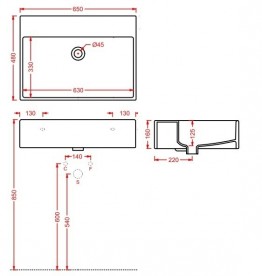 Раковина для ванної ArtCeram Quadro 65х48 см без отворів QUL003 01; 99