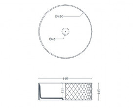 Раковина для ванной ArtCeram Rombo Ø44 см керамика серо-синий (denim) OSL009 37;00