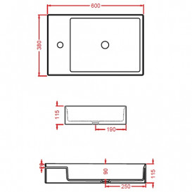 Раковина для ванной ArtCeram Scalino 60х38 см керамика чёрный (nero roma) SCL003 20;00