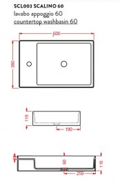 Раковина для ванной ArtCeram Scalino 60х38 см чёрный матовый SCL003 17;00