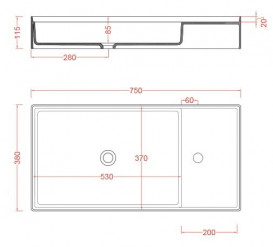 Раковина для ванной ArtCeram Scalino 75х38 см керамика серо-синий (denim) SCL004 37;00