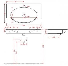 Раковина для ванної ArtCeram Swing 85х48 см білий глянсовий SWL001 01; 00