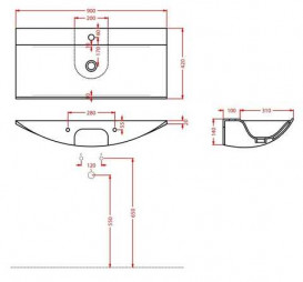 Раковина для ванной ArtCeram The One 90х42 см керамика серо-синий (denim) THL002 37;00