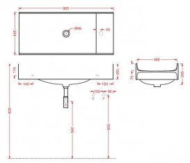 Раковина для ванной ArtCeram TT 90х40,5 см искусственный камень белый OSL011 01;00