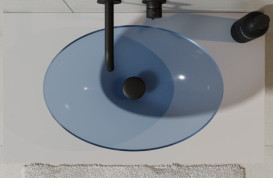 Раковина для ванной Besco Anya 50х35 см сифон клик-клак хром ResiCast Blue Wave #UMA-50-BWC