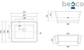 Раковина для ванной Besco Assos 40х50х15 см Mineral DuraBe белый матовый #UMMB-A-NB
