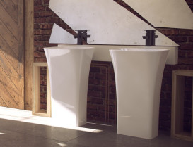 Раковина для ванної Besco Assos 40х50х85 см підлогова Mineral DuraBe білий глянсовий #UMD-A-WO