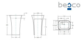Раковина для ванної Besco Assos 40х50х85 см підлогова Mineral DuraBe білий глянсовий #UMD-A-WO
