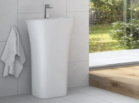 Раковина для ванной Besco Assos 40х50х85 см напольная Mineral DuraBe белый матовый #UOMB-AP-WO