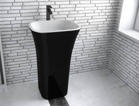 Раковина для ванной Besco Assos 40х50х85 см напольная Mineral DuraBe черный глянцевый/белый глянцевый #UMD-A-WOBW