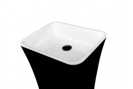 Раковина для ванной Besco Assos 40х50х85 см напольная Mineral DuraBe черный глянцевый/белый глянцевый #UMD-A-WOBW