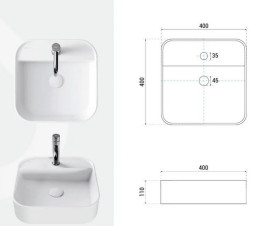 Раковина для ванної Besco Assos Cera-Line 40х40 см кераміка CeraBe білий глянсовий UNC-40-ASB