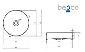 Раковина для ванной Besco Enya ⌀36 см сифон клик-клак хром ResiCast Blue Wave #UME-36-BWC