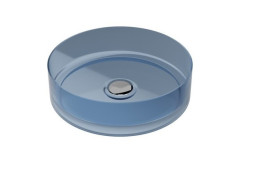 Раковина для ванної Besco Enya ⌀36 см сифон клік-клак хром ResiCast Blue Wave #UME-36-BWC