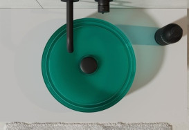 Раковина для ванной Besco Enya ⌀36 см сифон клик-клак хром ResiCast Ocean Breeze #UME-36-OBC