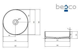 Раковина для ванной Besco Enya ⌀36 см сифон клик-клак черный мат ResiCast Ocean Breeze #UME-36-OBB