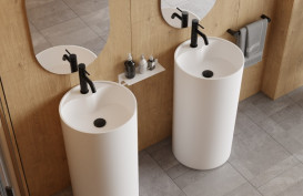 Раковина для ванной Besco Lumen 45х45х85 см напольная Solid Surface белый матовый #UAS-L-WO