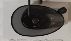 Раковина для ванной Besco Neya 60х35 см сифон клик-клак хром ResiCast Carbon Grey #UMN-60-CGC