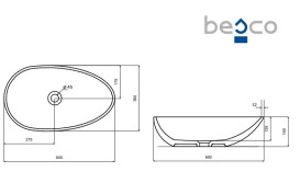 Раковина для ванной Besco Neya 60х35 см сифон клик-клак хром ResiCast Earth Rust #UMN-60-ERC