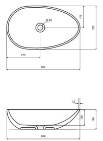 Раковина для ванной Besco Neya 60х35 см сифон клик-клак черный матовый ResiCast Earth Rust #UMN-60-ERB