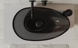 Раковина для ванної Besco Neya 60х35 см сифон клік-клак білий ResiCast Carbon Grey #UMN-60-CGW
