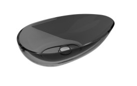 Раковина для ванної Besco Neya 60х35 см сифон клік-клак білий ResiCast Carbon Grey #UMN-60-CGW
