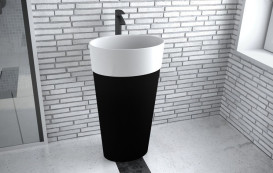 Раковина для ванной Besco Uniqa 32х46х84 см напольная Mineral DuraBe черный глянцевый/белый глянцевый #UMD-U-WBW