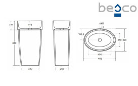 Раковина для ванной Besco Uniqa 32х46х84 см напольная Mineral DuraBe белый глянцевый #UMD-U-WO