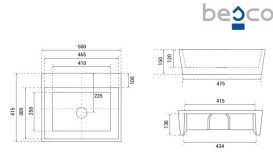 Раковина для ванной Besco Vera 40х50х15 см Mineral DuraBe белый глянцевый #UMO-V-NB