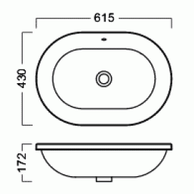 Раковина для ванної без отвору під змішувач Hatria DAYTIME 61х43 см Y0YU01