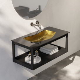 Раковина для ванной Catalano Edition 100x50 см керамика черный/золото 1100EDNO