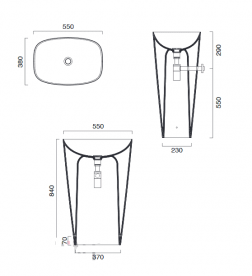 Раковина для ванной Catalano Green Lux 55х38 см напольная керамика черный матовый 1FRPGRLXNS