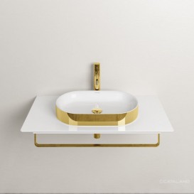 Раковина для ванной Catalano Horizon 60х35 см керамика белый/золото 160AHZBO