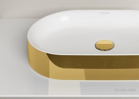 Раковина для ванной Catalano Horizon 60х35 см керамика белый/золото 160AHZBO