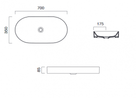 Раковина для ванної Catalano Horizon 70х35 см кераміка білий матовий 170AHZBM