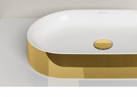 Раковина для ванной Catalano Horizon 70х35 см керамика белый/золото 170AHZBO