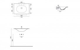 Раковина для ванной Catalano Horizon 75х50 см керамика белый матовый 175HZBM