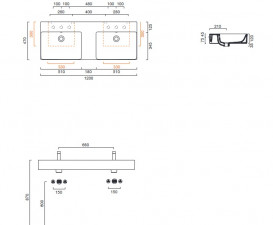 Раковина для ванної Catalano New Premium 120x47 см подвійна білий глянцевий 112VPUPD00