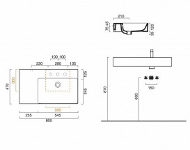 Раковина для ванной Catalano New Premium 80x47 см правая белый глянцевый 180DVPN00