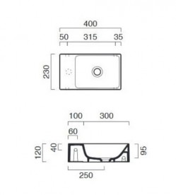Раковина для ванної Catalano Verso 40х23 см кераміка чорний матовий 14023VENS
