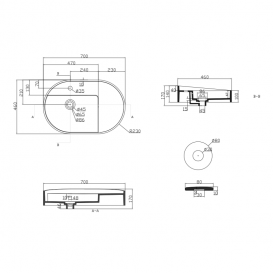 Раковина для ванной Devit Laguna накладная 46х70 см санфаянс белый 1010110