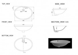 Раковина для ванной Devit Ovale монтаж под столешницу 57х41.5 см санфаянс белый 1611136