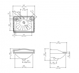 Раковина для ванной Devon&Devon Cambridge 63.5х48.7 см с консолью Tiffany латунь IBLG(3)FCAM+DETIFFANY