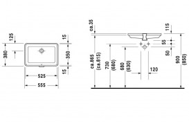 Раковина для ванной Duravit 2nd floor под столешницу 55,5х38 см керамика белый 0316530000