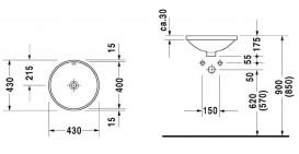 Раковина для ванной Duravit Architec под столешницу Ø43 см керамика белый 0468400000