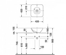 Раковина для ванної Duravit Bacino 42х42 см кераміка білий 0333420000