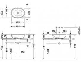Раковина для ванной Duravit Bathroom Foster накладная 49,5х35 см керамика белый 0335500000