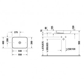 Раковина для ванной Duravit Cape Cod 55х40 см накладная керамика белый 2347550000