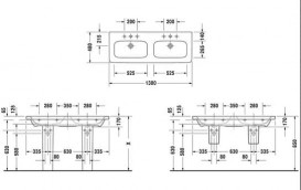 Раковина для ванної Duravit DuraStyle 130х44 см подвійна кераміка білий 2338130000